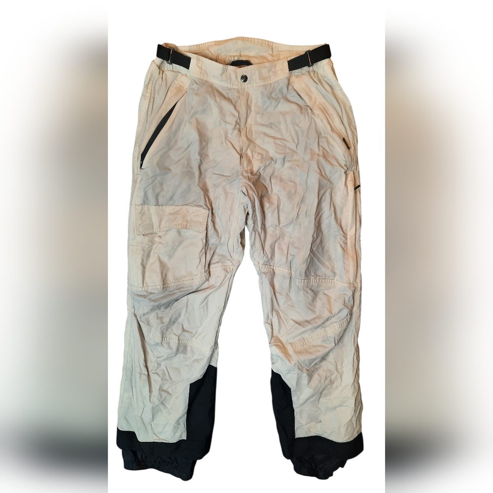 Obermeyer Ski Pants Men's Large Short Beige Black Cargo Outdoor Activewear